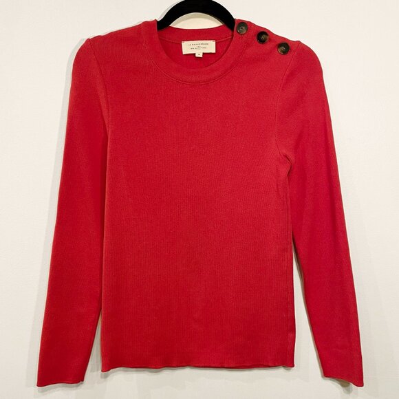 Last Chance! EUC Sezane Matthis 100% Cotton Button Shoulder Sweater Red Medium